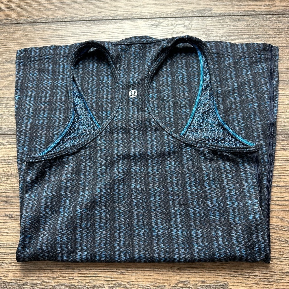 lululemon athletica Black and Blue Patterned Blouse